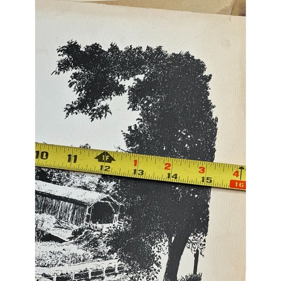 Louise Lawrence Poem The Old Covered Bridge Sketch Drawing Unframed Vintage - Picture 6 of 6